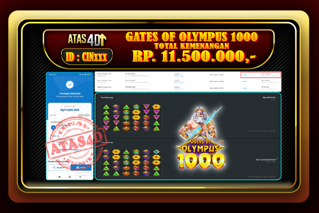 Bukti Jp ATAS4D Slot Online 25 November 2024 - ATAS 4D telah menjadi sebuah platform online yang selalu membayar kemenangan pemain.