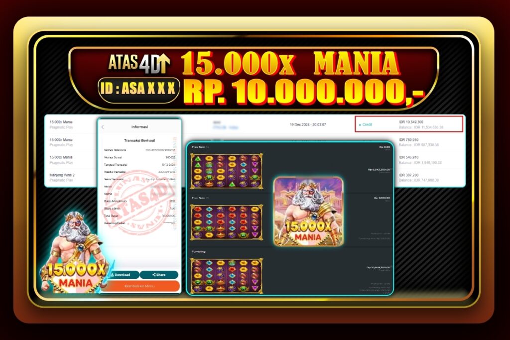 Bukti Jp ATAS4D Slot Online 19 Desember 2024