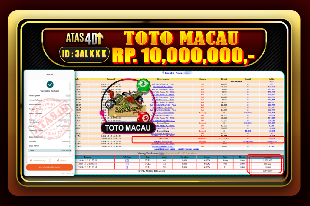 Bukti Jp ATAS4D Togel Online 12 Desember 2024