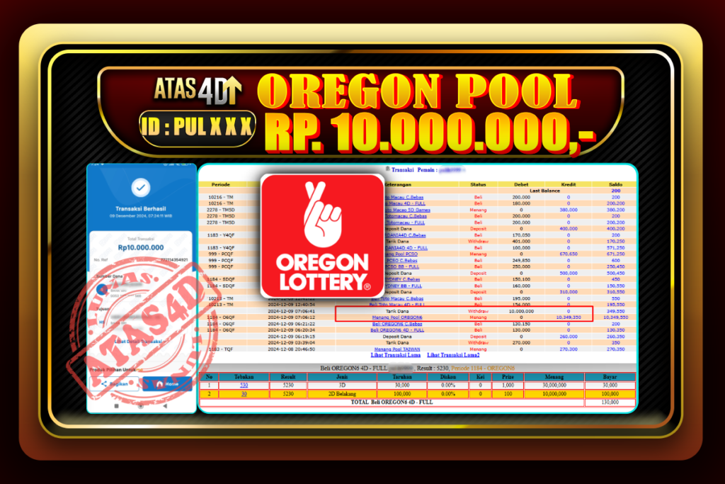 Bukti Jp ATAS4D Togel Online 09 Desember 2024