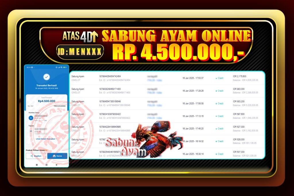 Bukti Jp ATAS4D Live Games Online 16 Januari 2025