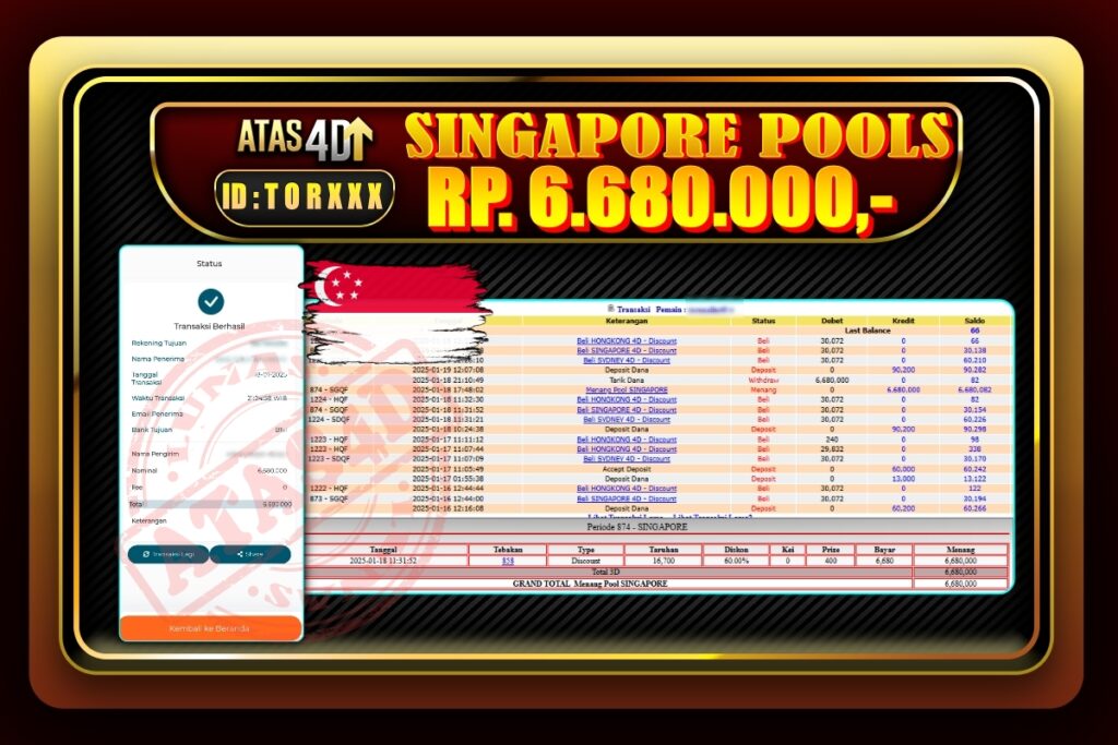 Bukti Jp ATAS4D Togel Online 18 Januari 2025