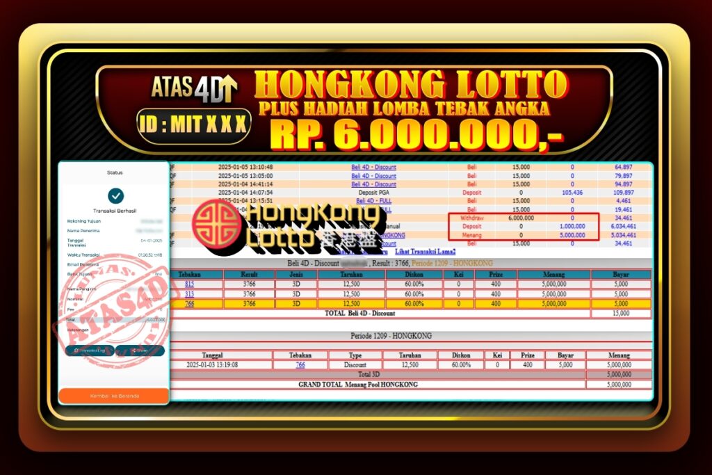 Bukti Jp ATAS4D Togel Online 03 Januari 2025