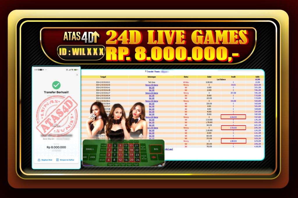 Bukti Jp ATAS4D Live Games 24D Online 30 Desember 2024