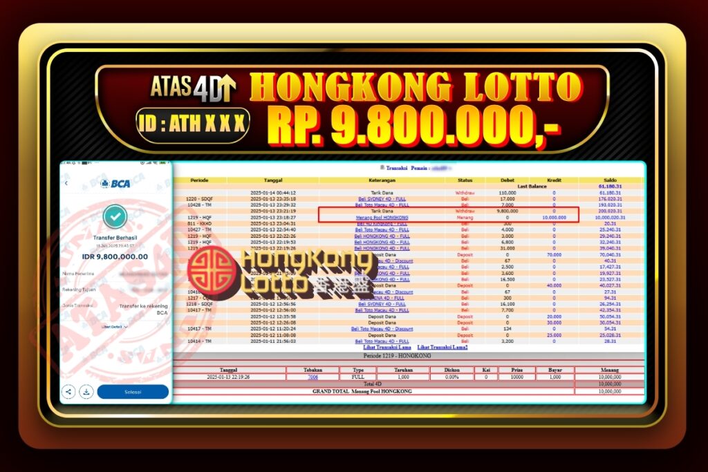 Bukti Jp ATAS4D Togel Online 13 Januari 2025