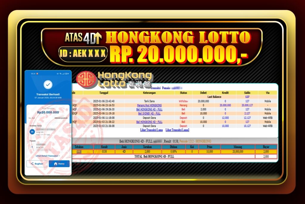 Bukti Jp ATAS4D Togel Online 06 Januari 2025