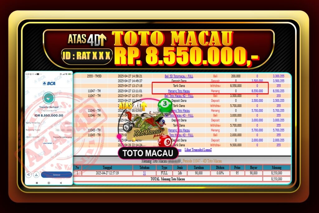 Bukti Jp ATAS4D Togel Online 27 April 2025.
