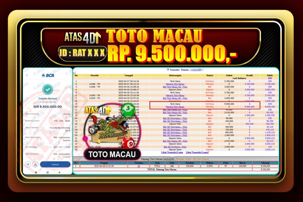 Bukti Jp ATAS4D Togel Online 26 April 2025.