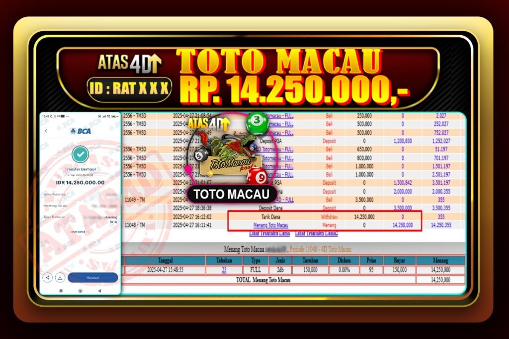 Bukti Jp ATAS4D Togel Online 27 April 2025