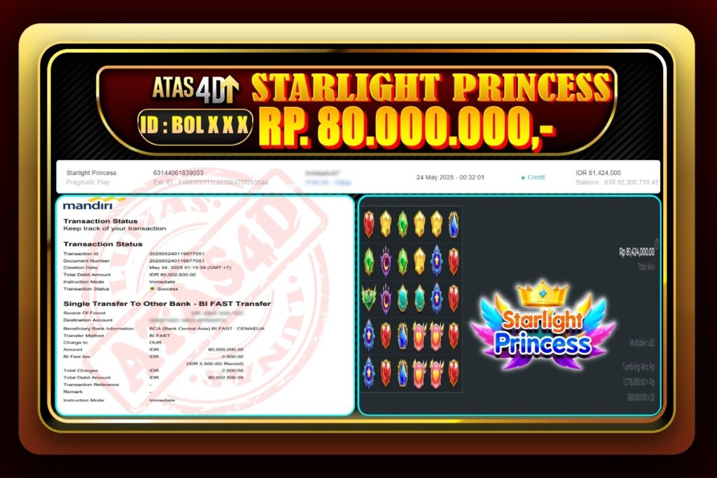 Bukti Jp ATAS4D Slot Online 24 Mei 2025.