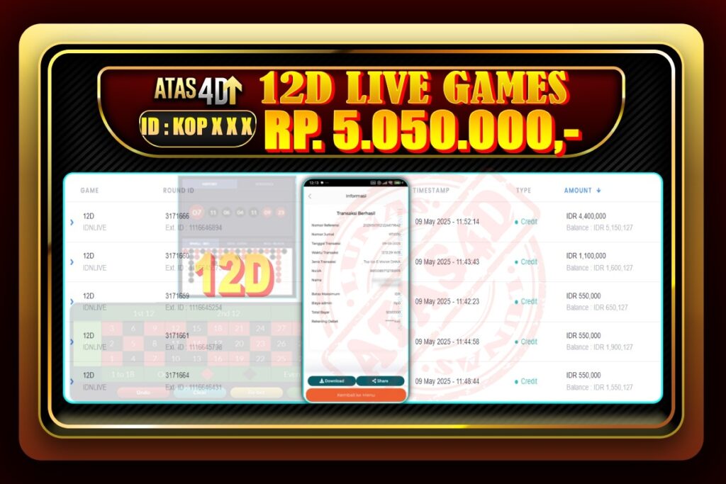Bukti Jp ATAS4D Live Games Online 09 Mei 2025