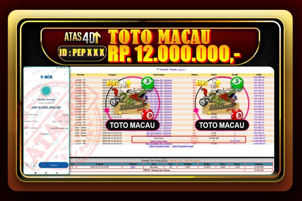 Bukti Jp ATAS4D Togel Online 13 Mei 2025.