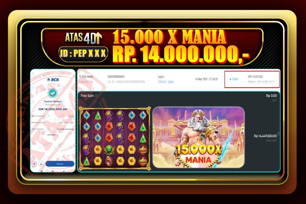 Bukti Jp ATAS4D Slot Online 14 Mei 2025.