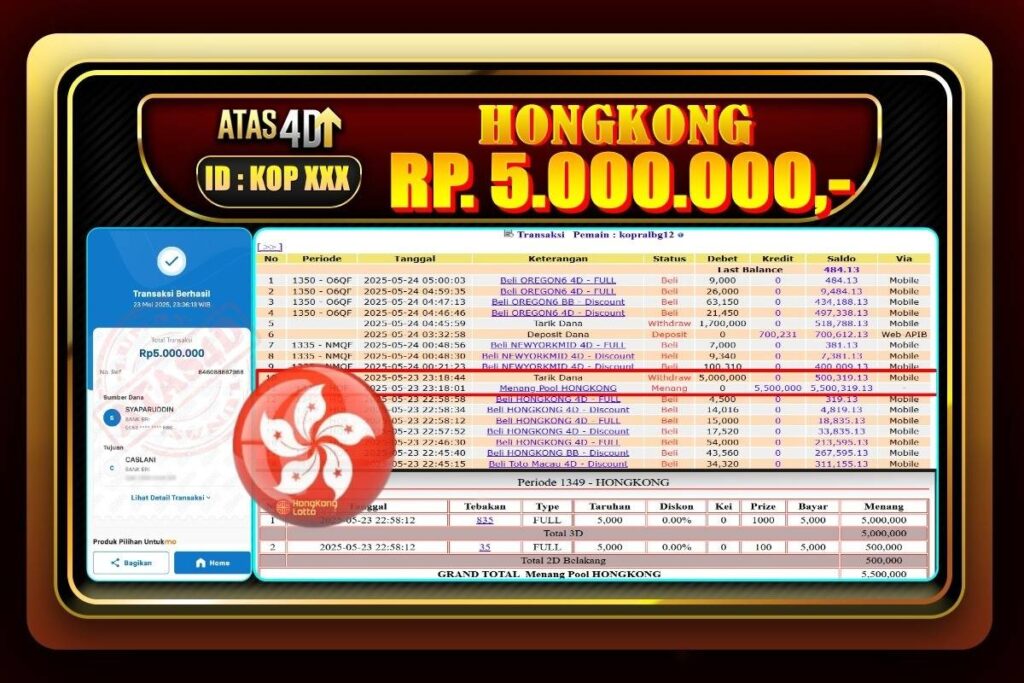 Bukti Jp ATAS4D Togel Online 23 Mei 2025