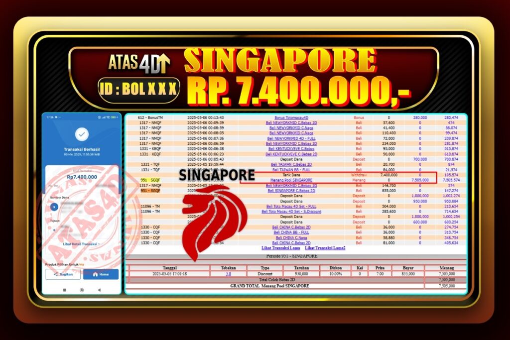 Bukti Jp ATAS4D Togel Online 05 Mei 2025