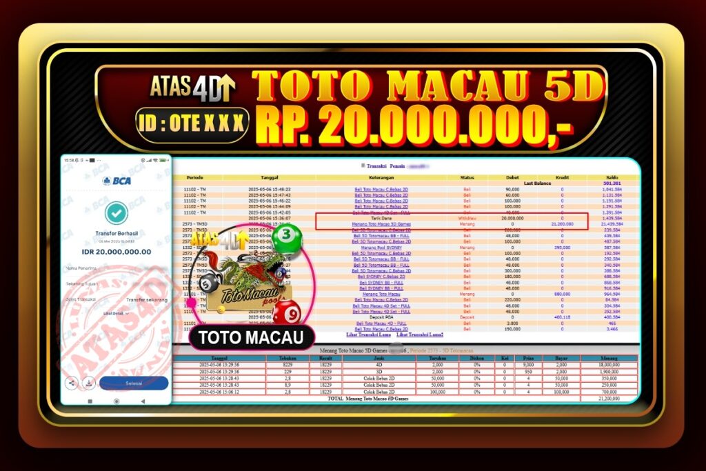 Bukti Jp ATAS4D Togel Online 06 Mei 2025