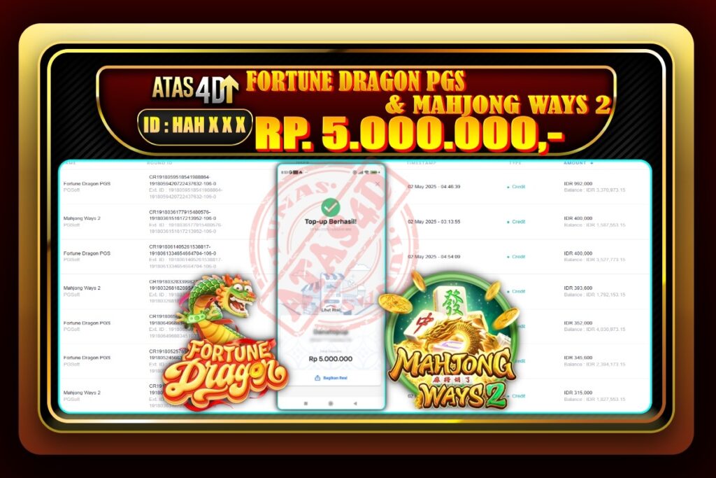 Bukti Jp ATAS4D Slot Online 02 Mei 2025