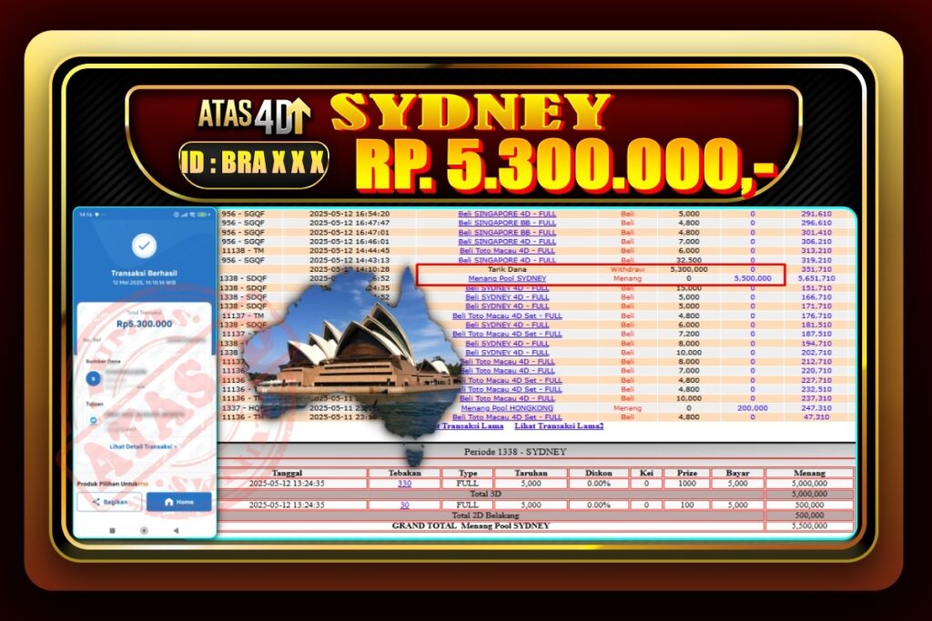 Bukti Jp ATAS4D Togel Online 12 Mei 2025.