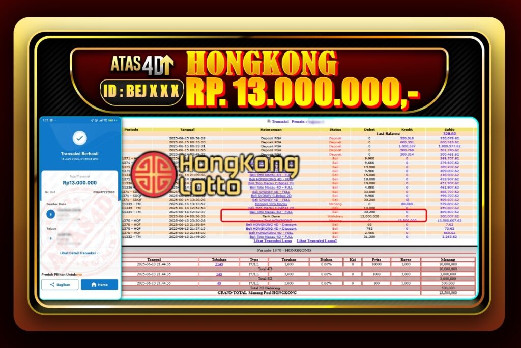 Bukti Jp ATAS4D Togel Online 14 Juni 2025
