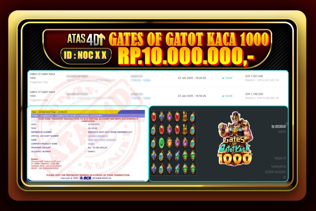 Bukti Jp ATAS4D Slot Online – 22 Juni 2025.