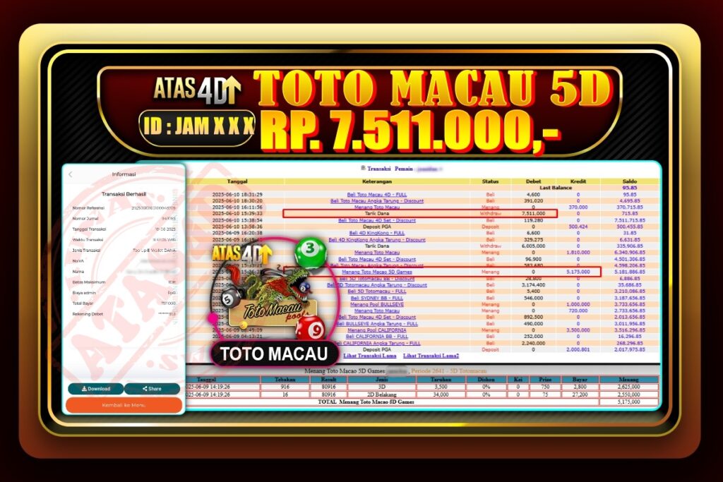 Bukti Jp ATAS4D Togel Online 10 Juni 2025