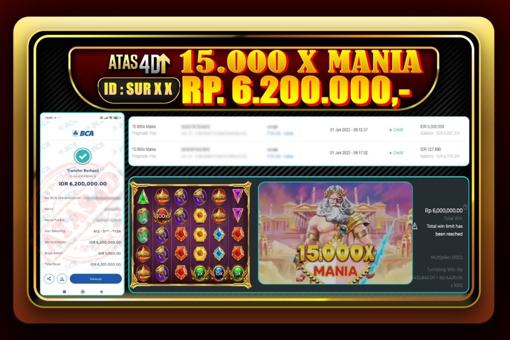 Bukti Jp ATAS4D Slot Online 01 Juni 2025.