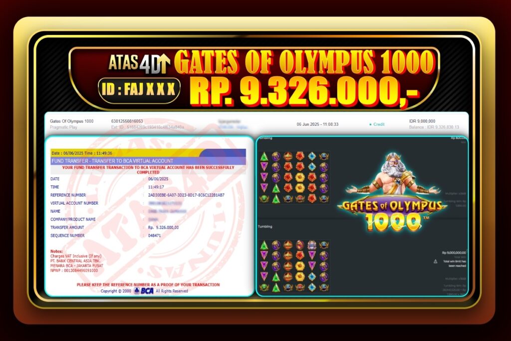 Bukti Jp ATAS4D Slot Online – 07 Juni 2025