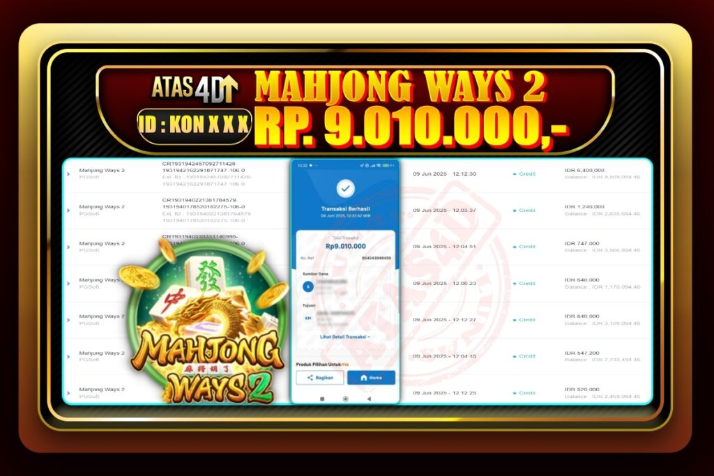Bukti Jp ATAS4D Slot Online 09 Juni 2025