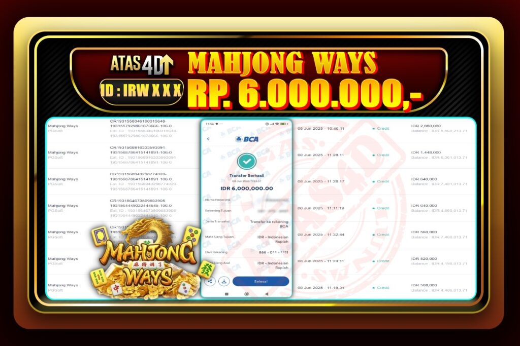 Bukti Jp ATAS4D Slot Online 08 Juni 2025.