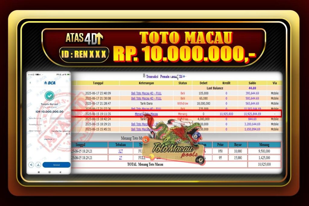 Bukti Jp ATAS4D Togel Online 17 Juni 2025