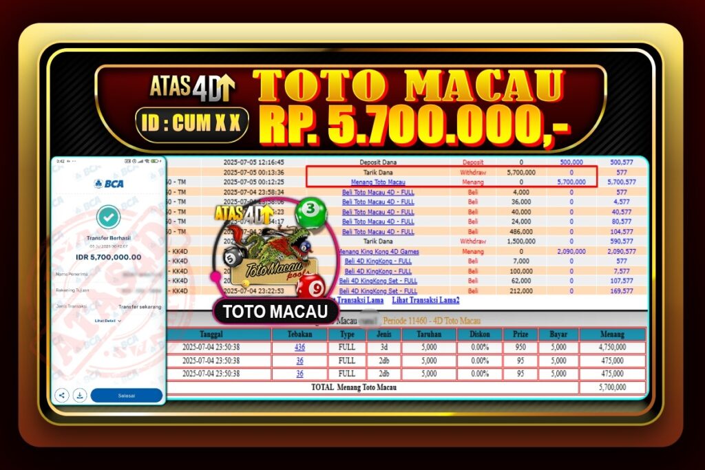 Bukti Jp ATAS4D – Togel Online 05 Juli 2025