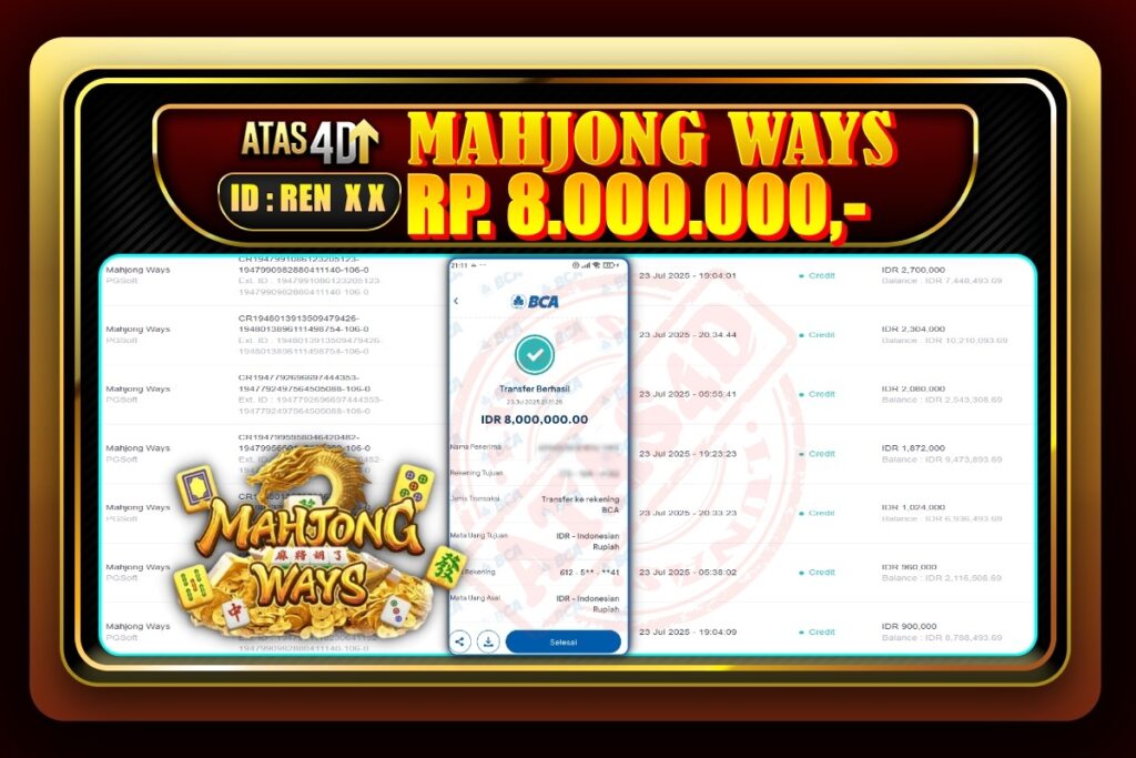 Bukti Jp ATAS4D Slot Online 23 Juli 2025