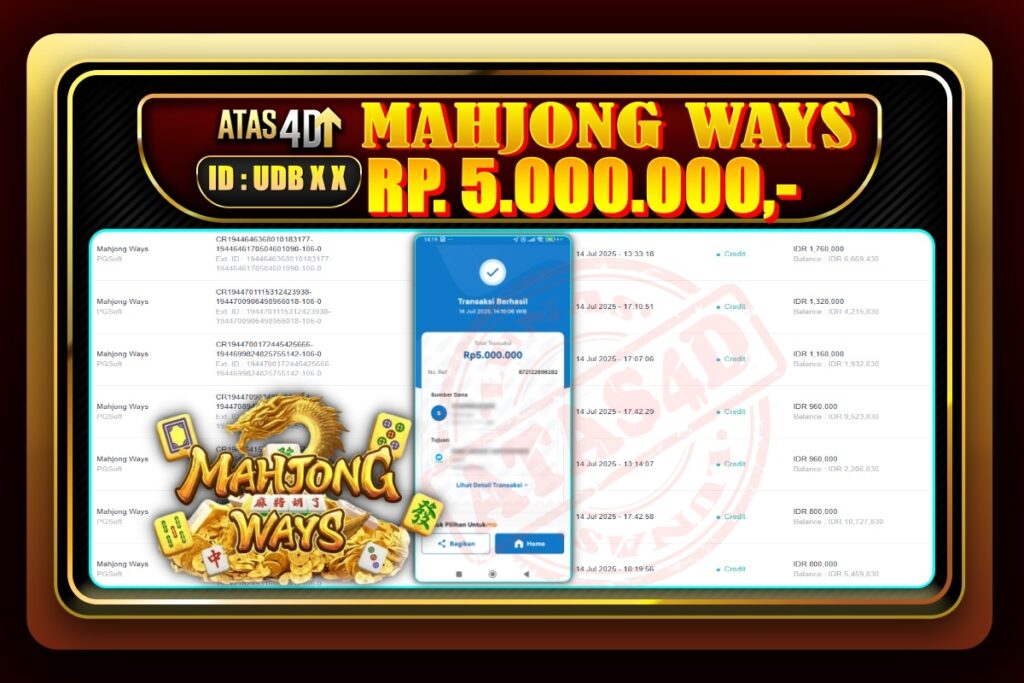 Bukti Jp ATAS4D Slot Online 14 Juli 2025.
