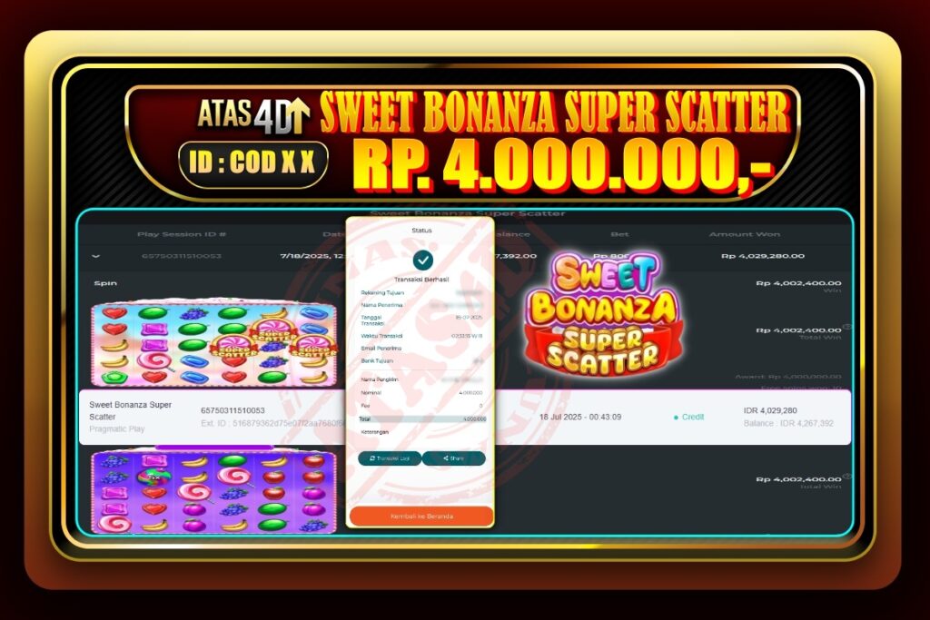 Bukti Jp ATAS4D Slot Online 18 Juli 2025