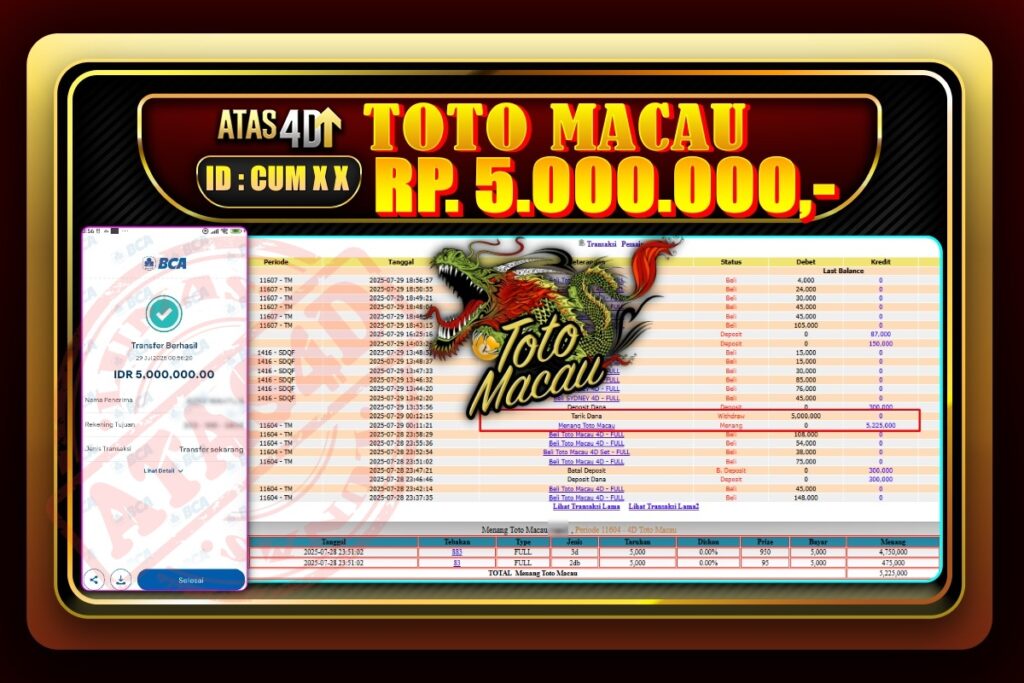 Bukti Jp ATAS4D – Togel Online 29 Juli 2025