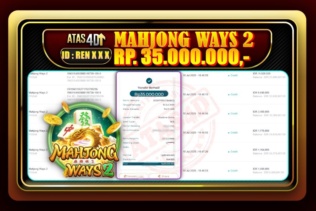 Bukti Jp ATAS4D Slot Online 10 Juli 2025.