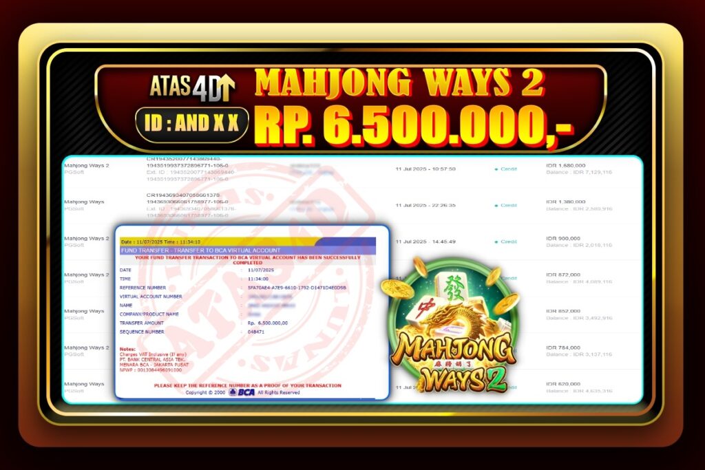 Bukti Jp ATAS4D – Slot Online 11 Juli 2025.