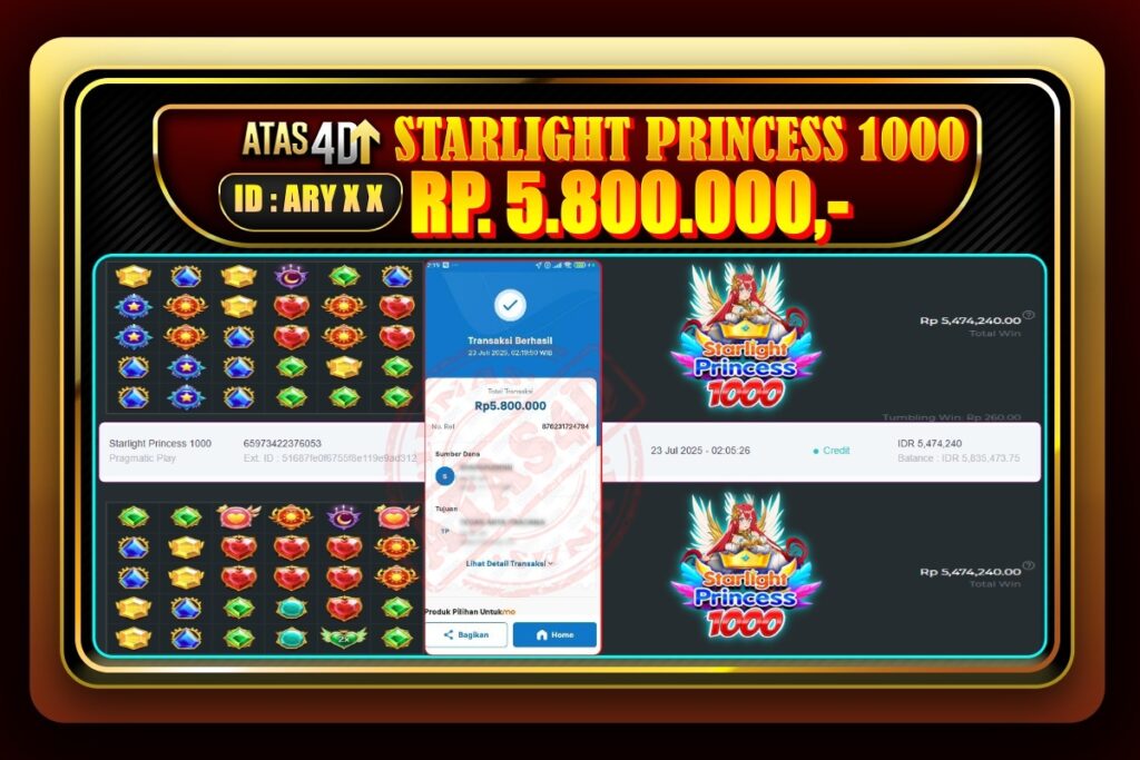 Bukti Jp ATAS4D Slot Online 23 Juli 2025.