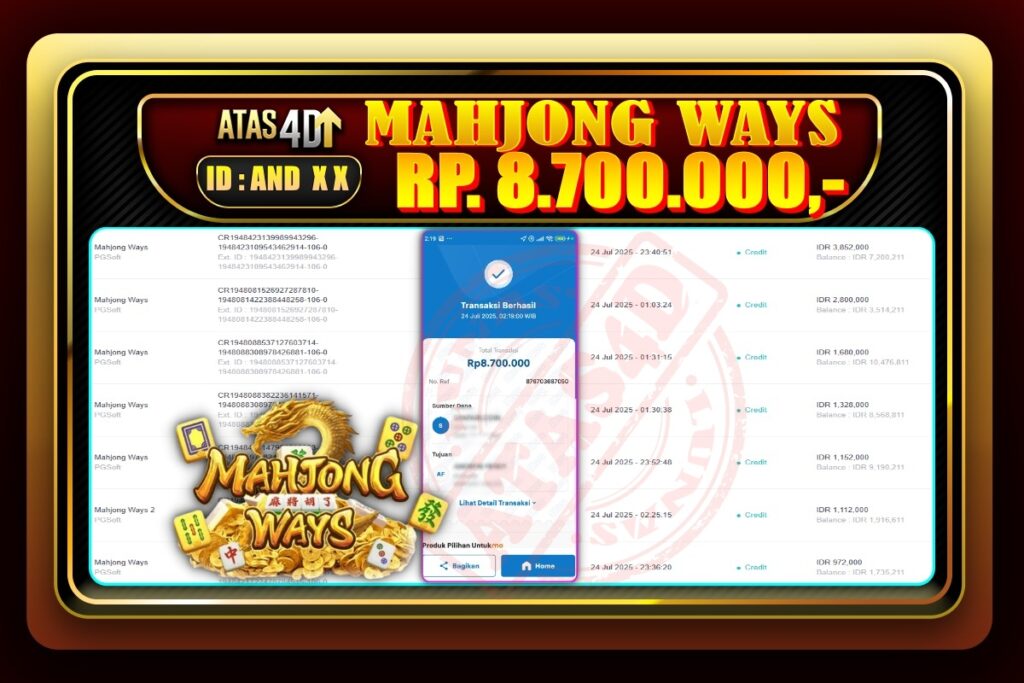Bukti Jp ATAS4D – Slot Online 24 Juli 2025.