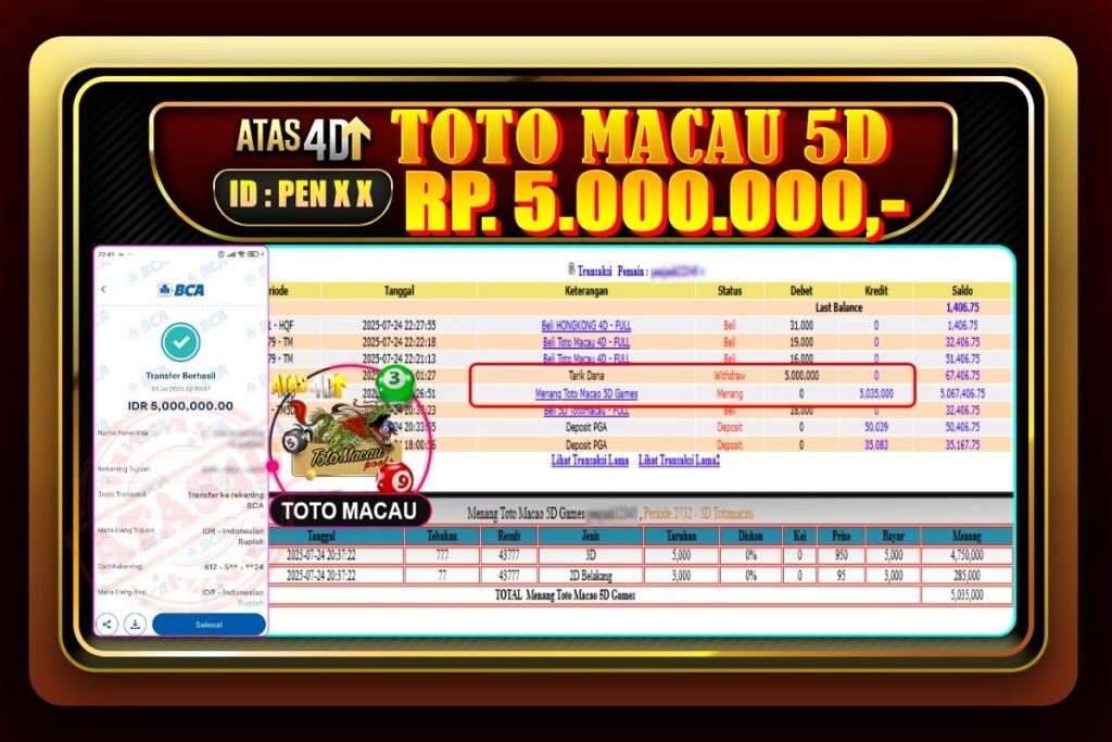 Bukti Jp ATAS4D – Togel Online 24 Juli 2025.