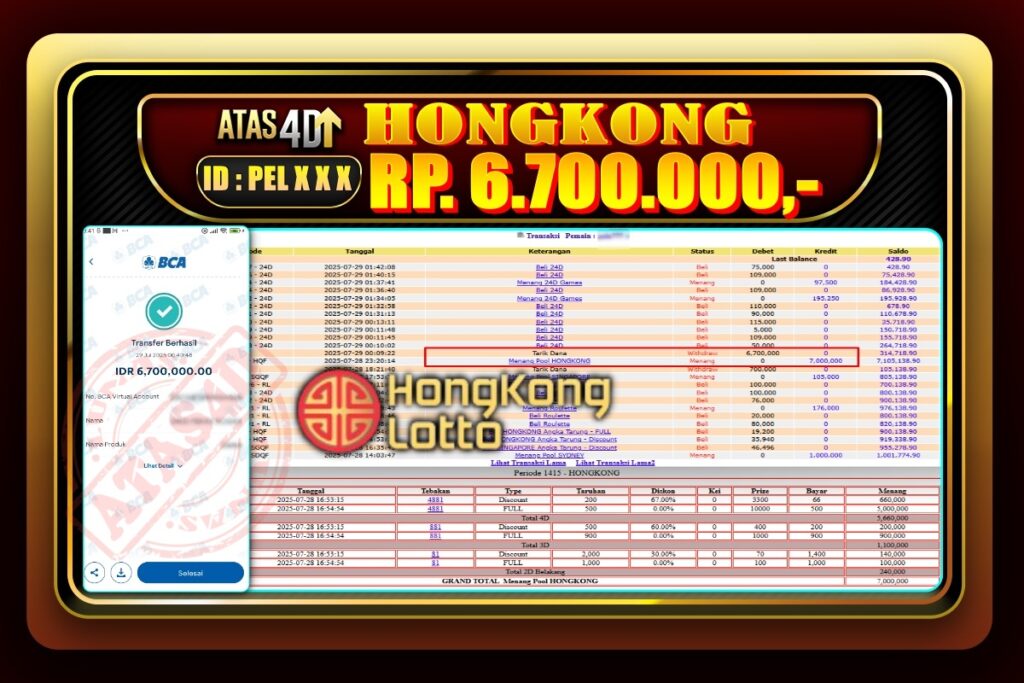 Bukti Jp ATAS4D – Togel Online 29 Juli 2025.
