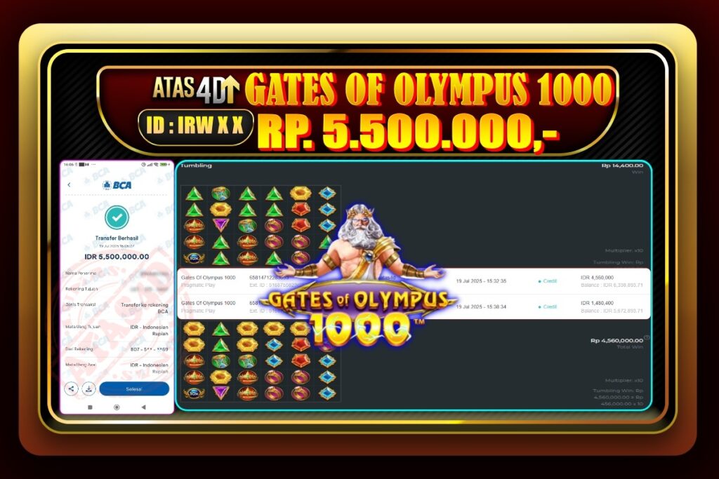 Bukti Jp ATAS4D Slot Online 19 Juli 2025.