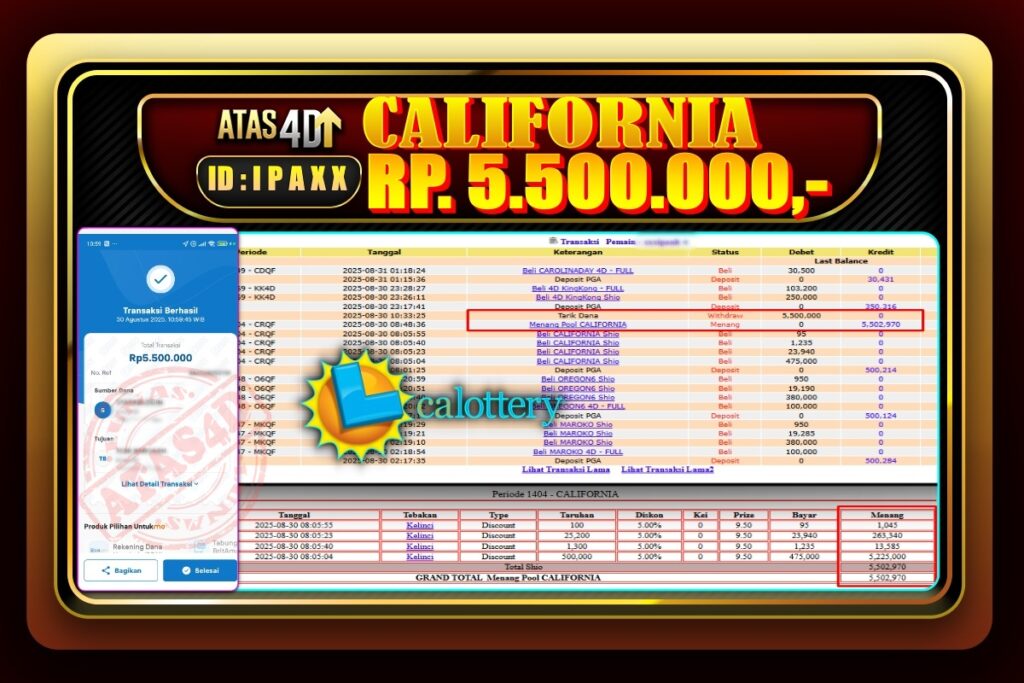 Bukti Jp ATAS4D Togel Online 30 Agustus 2025