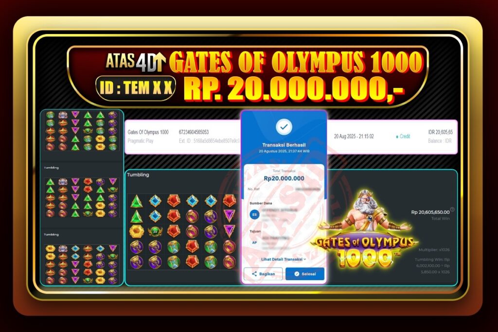 Bukti Jp ATAS4D Slot Online 20 Agustus 2025