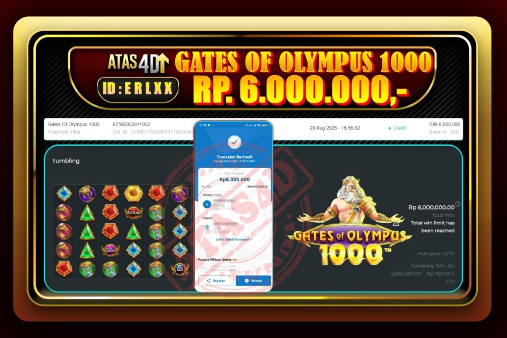 Bukti Jp ATAS4D Slot Online 29 Agustus 2025.