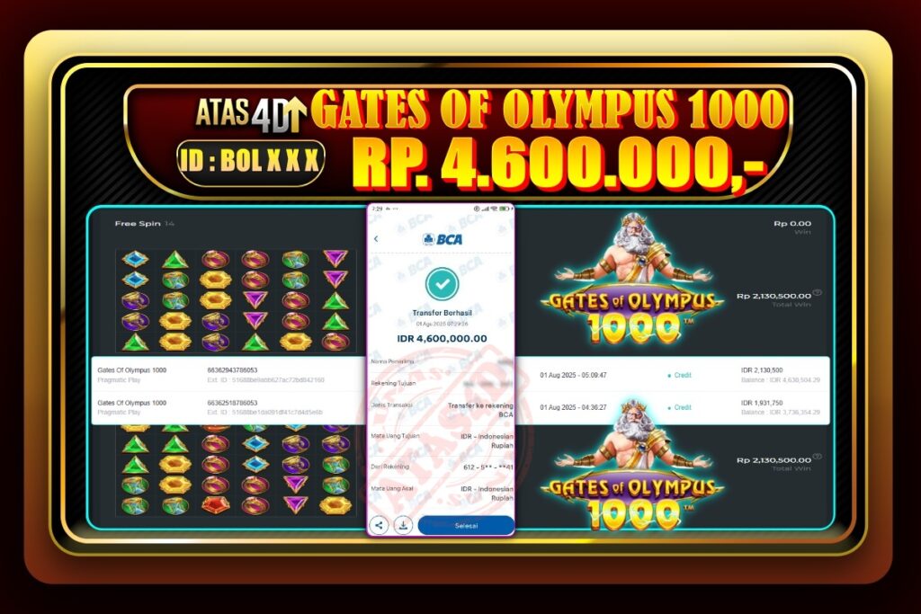 Bukti Jp ATAS4D – Slot Online 01 Agustus 2025.