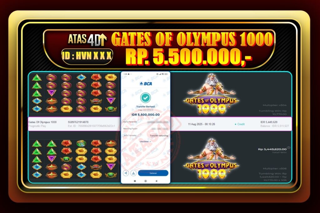 Bukti Jp ATAS4D Slot Online 11 Agustus 2025