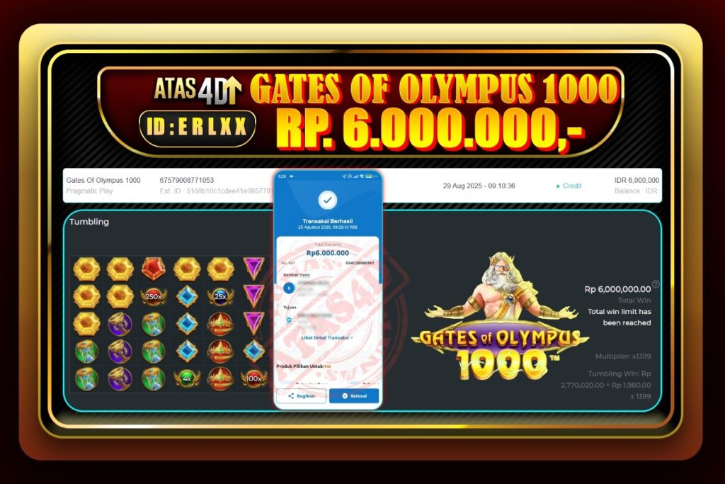 Bukti Jp ATAS4D Slot Online 29 Agustus 2025
