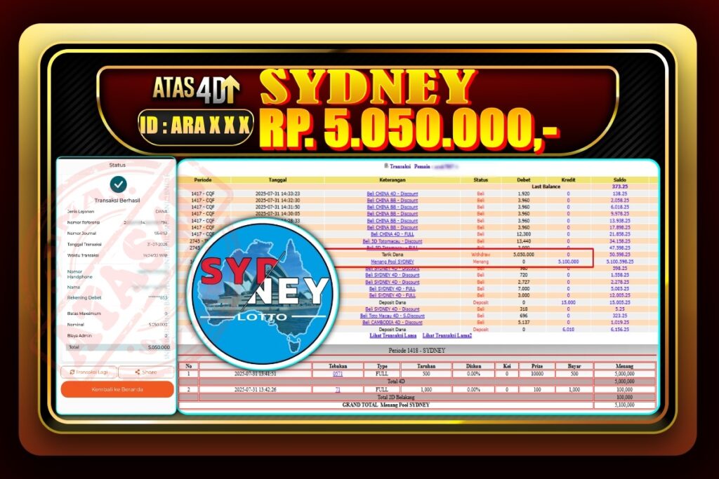 Bukti Jp ATAS4D – Togel Online 31 Juli 2025.