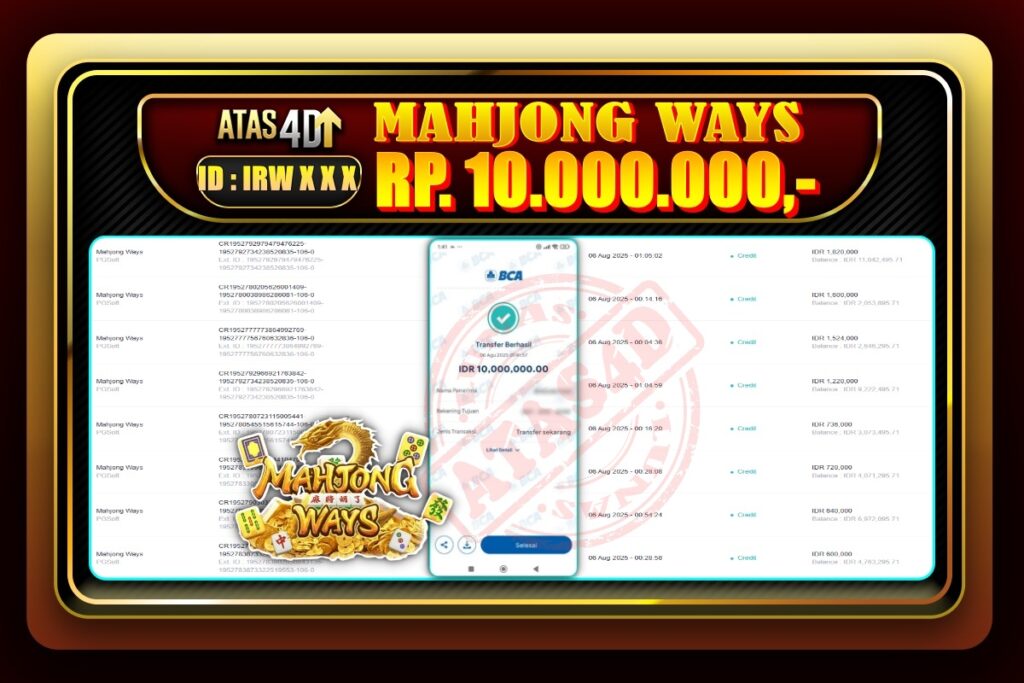 Bukti Jp ATAS4D Slot Online 06 Agustus 2025